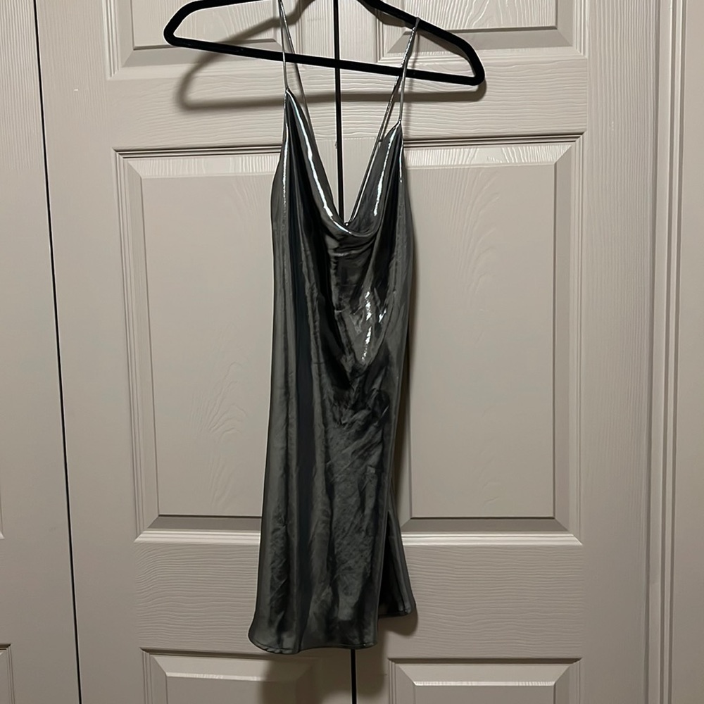 NWT Zara Silver Foil Slip Dress Small